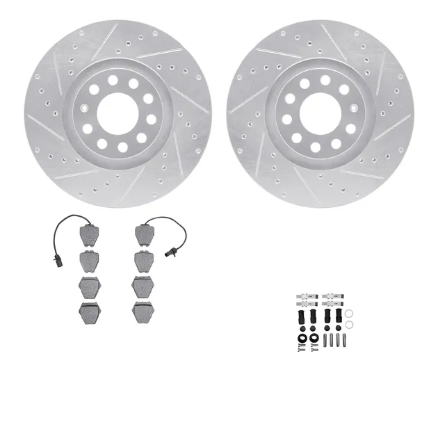 R1 Concepts WGYH1-73046 eLINE Rotor - Drilled & Slotted - Silver W/ Semi-Met Pads